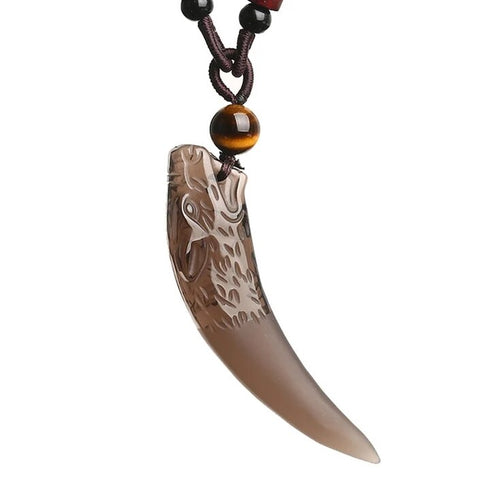 Collier Loup Griffe en Obsidienne